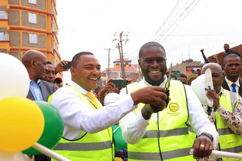 File image of Deonysias Mwangi Waithira with Nairobi Governor Johnson Sakaja.