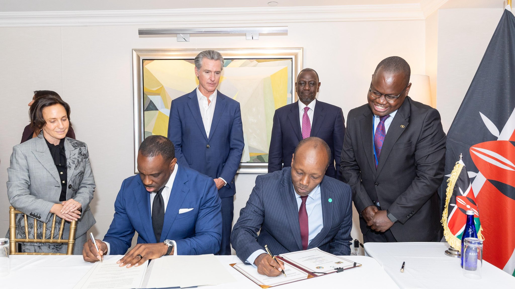File image of Trade CS Lee Kinyanjui signing a trade agreement with the State of California.