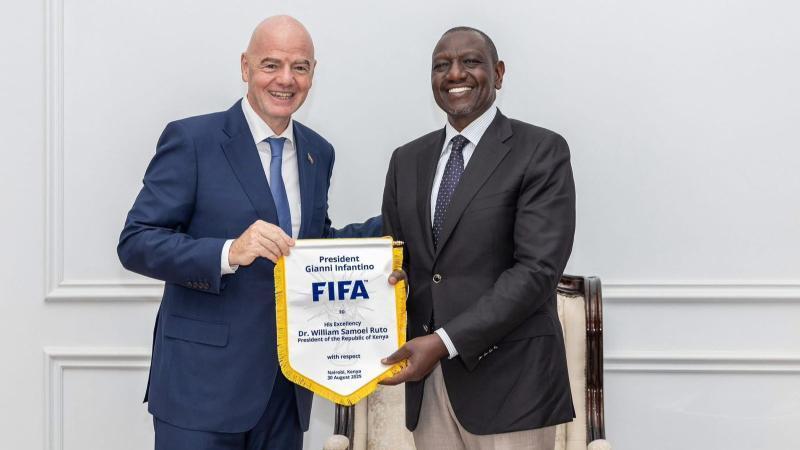 File image of FIFA President Gianni Infantino and President William Ruto