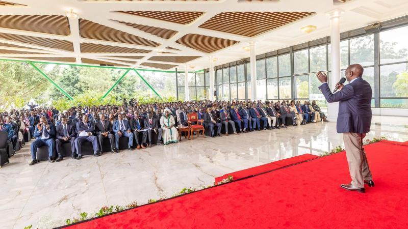 File image of President William Ruto during a meeting with professionals from Kuria West and Kuria East