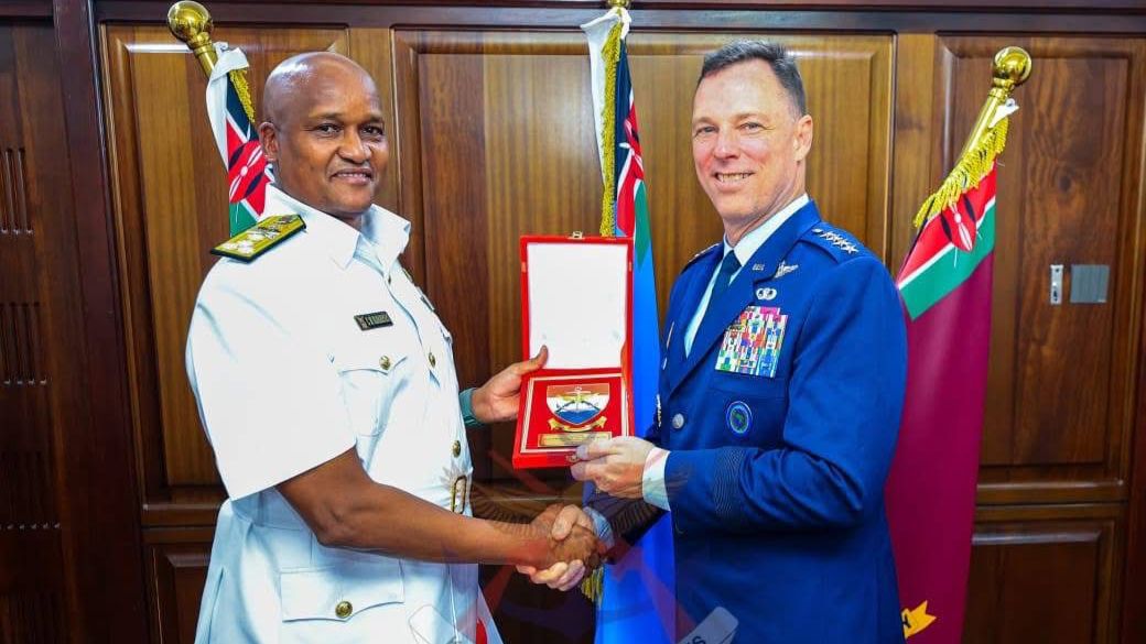 File image of KDF Chief General Charles Kahariri and USAFRICOM Commander, General Dagvin Anderson