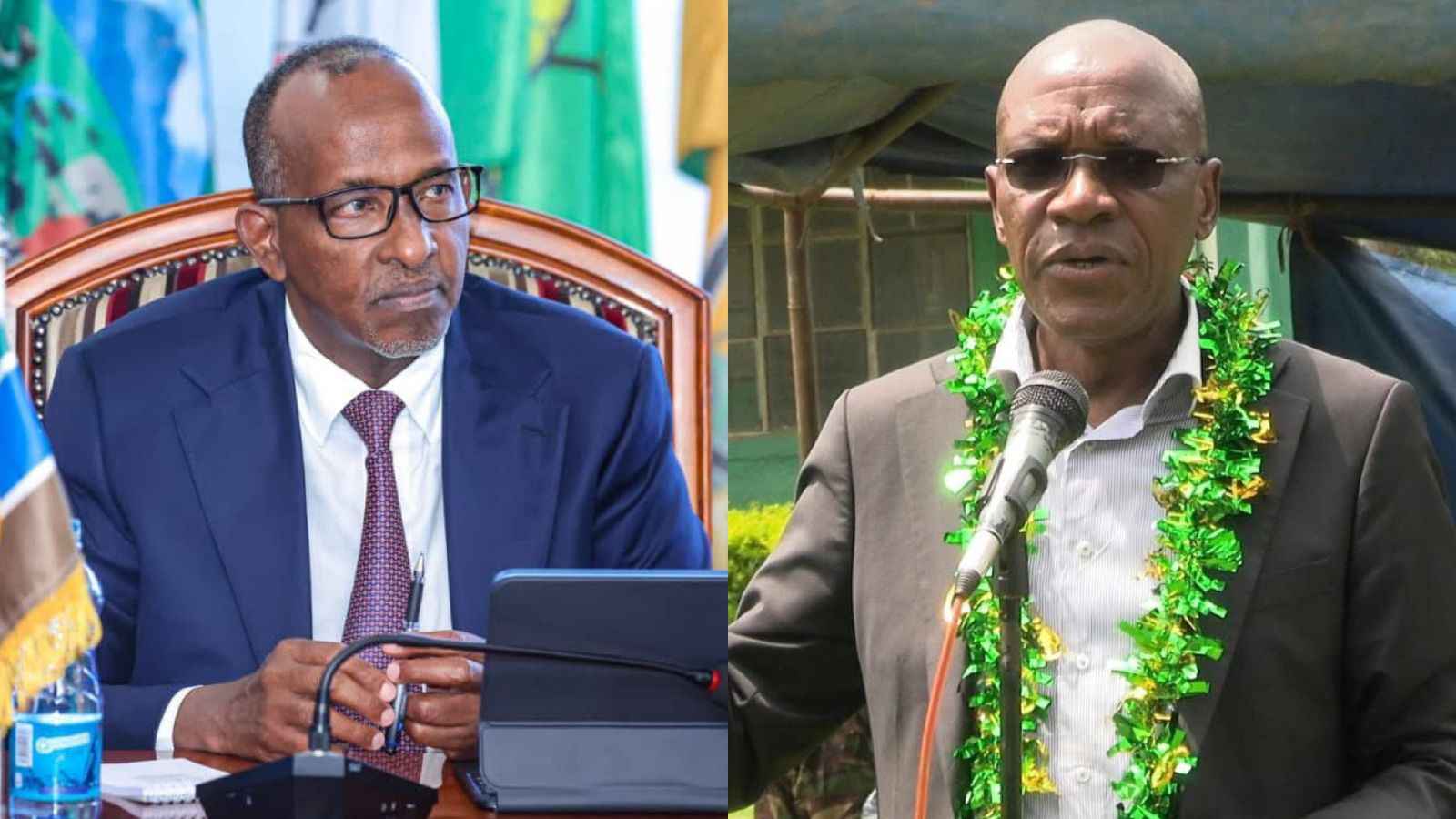 Collage image of Health CS Aden Duale and Kakamega Senator Boni Khalwale.