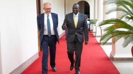 File image of President William Ruto and Russian Ambassador to Kenya Dmitry Maksimychev