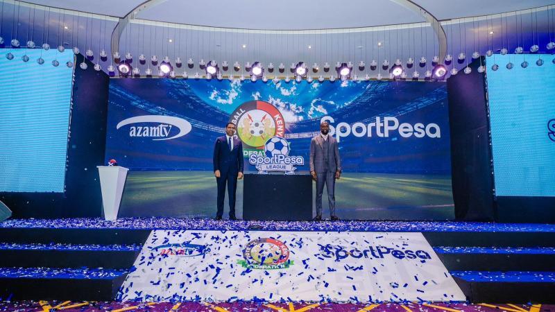 File image of SportPesa CEO Ronald Karauri and FKF President Hussein Mohammed