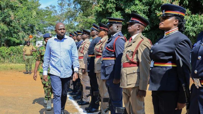 File image of Interior Cabinet Secretary Kipchumba Murkomen inspecting a guard of honour