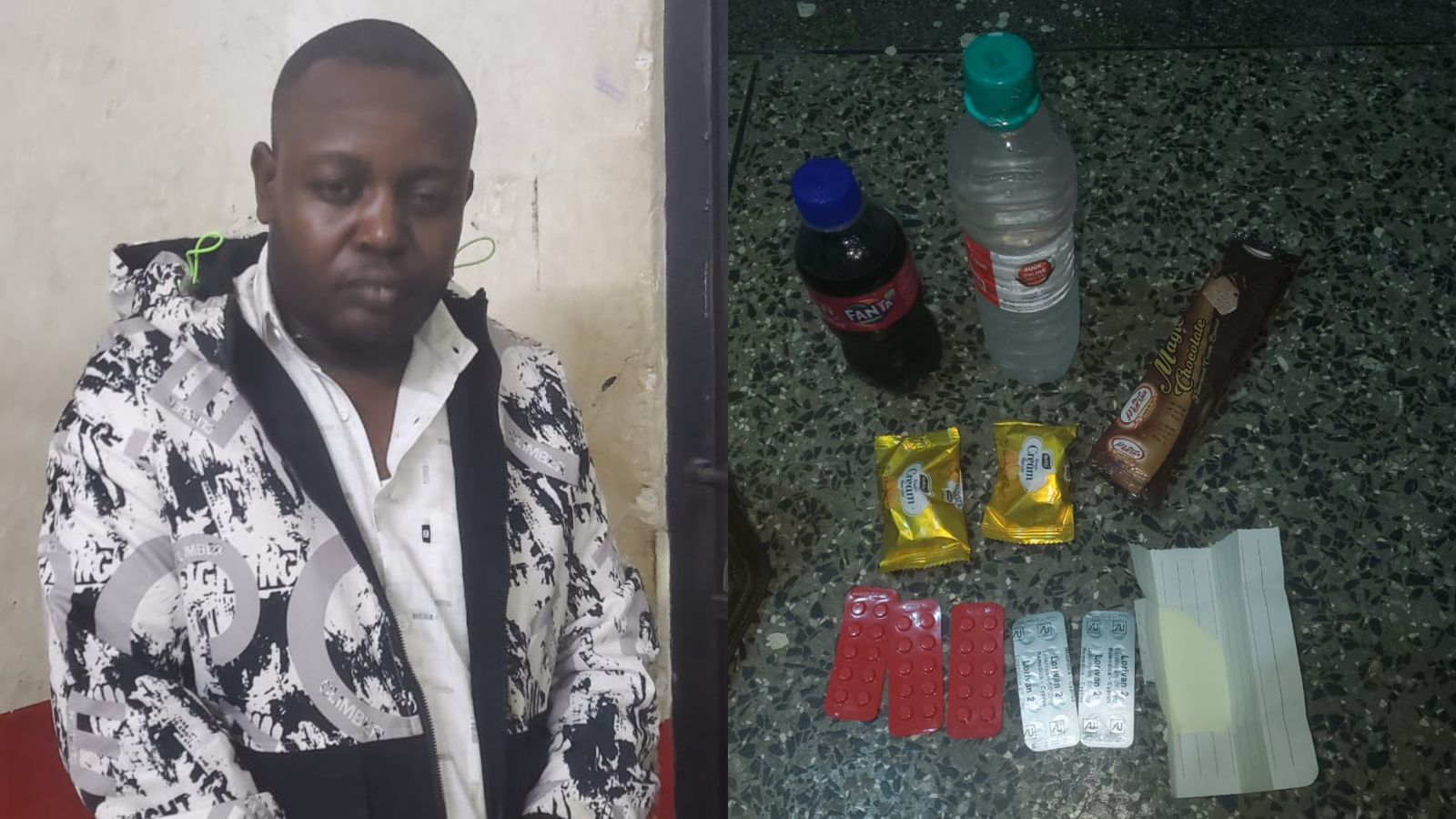 File image of the suspect and items recovered