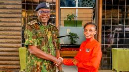 File image of DIG-KPS Eliud Lagat and Beatrice Chebet
