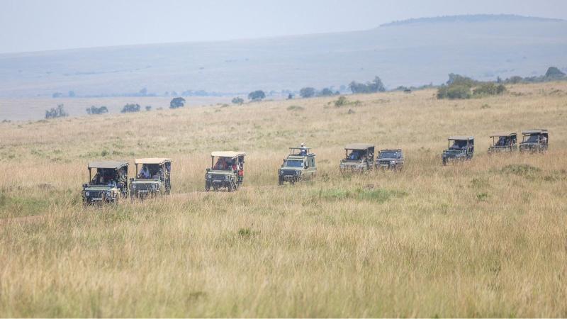 File image of tourists' vans at the Maasai Mara National Park