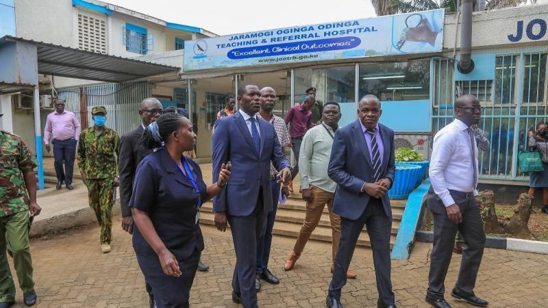 File image of Medical Services Principal Secretary Ouma Oluga at the Jaramogi Oginga Odinga Teaching and Referral Hospital (JOOTRH)