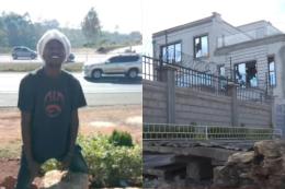 Collage photo of Samuel Muiruri and a house built on a disputed land in Katani.