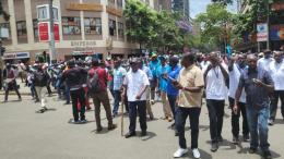 File image of University lecturers striking.