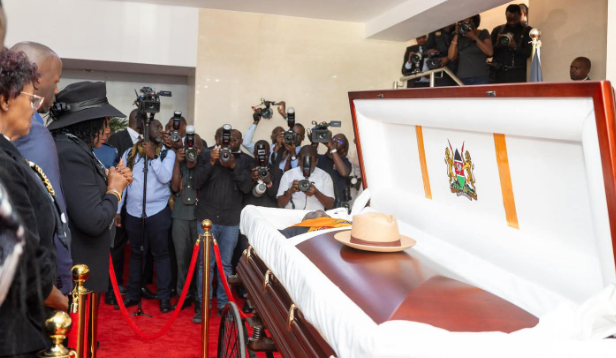 Mama Ida Odinga viewing the body of former Prime Minister Raila Odinga.