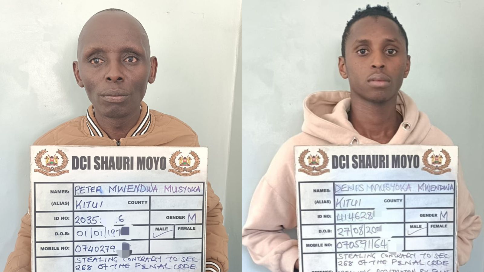 File image of Peter Mwendwa Musyoka and his 23-year-old son Dennis Musyoka