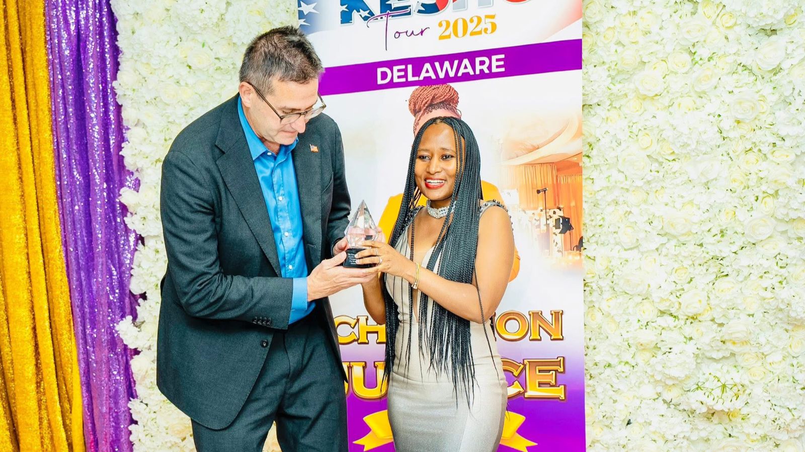 File image of Kirinyaga Woman Rep Njeri Maina and Delaware Governor Matt Meyers