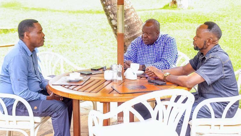 File image of former Cabinet Secretaries Peter Munya (Agriculture), Fred Matiang'i (Interior) and Trans Nzoia Governor George Natembeya
