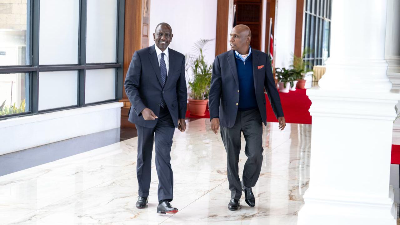 File image of President William Ruto and KANU Chairman Gideon Moi