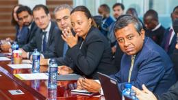 File image of IMF delegation led by Haimanot Teferra during a meeting with Treasury Cabinet Secretary John Mbadi