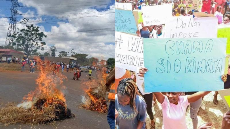 File image of protestors in Kirinyaga County