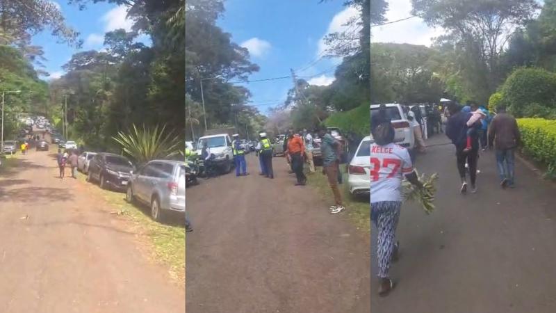 File image of supporters at Raila Odinga's Karen home