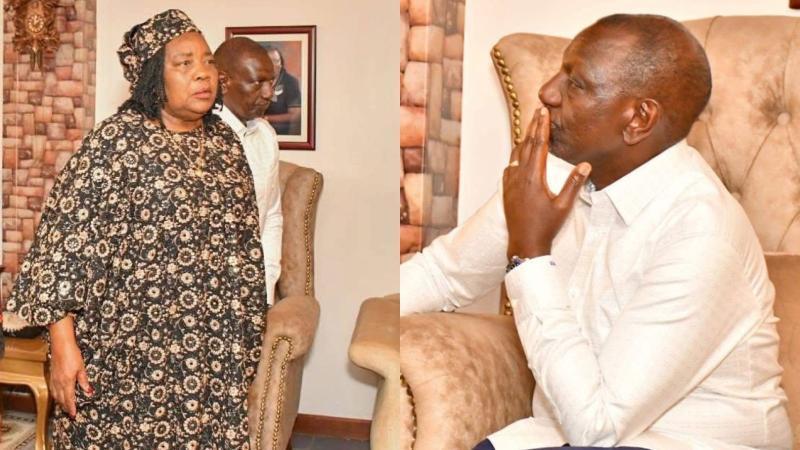 File image of President William Ruto at Raila Odinga's Karen home