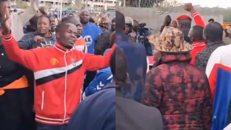 File image of Raila Odinga's supporters at the JKIA