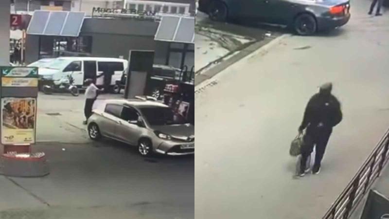File image of screen grabs from the CCTV footage showing a man stealing from Azimio vehicle.