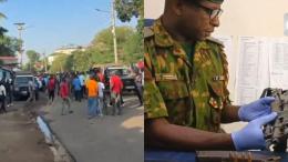 File image of onlookers and Kisumu Central Deputy Sub-County Police Commandant Bakari Mwanauli Bakari Mwanauli