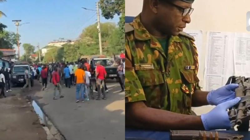 File image of onlookers and Kisumu Central Deputy Sub-County Police Commandant Bakari Mwanauli Bakari Mwanauli