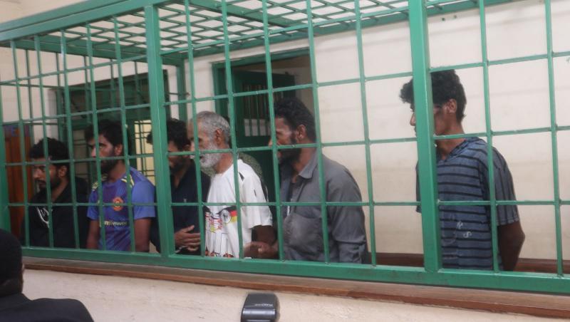 File image of the six suspects in court