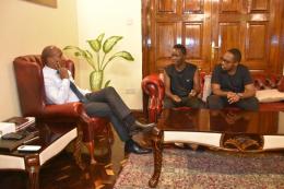 File image of Fredrick Obuya and John Gitahi with Kenyan High Commissioner to Tanzania Isaac Njenga.