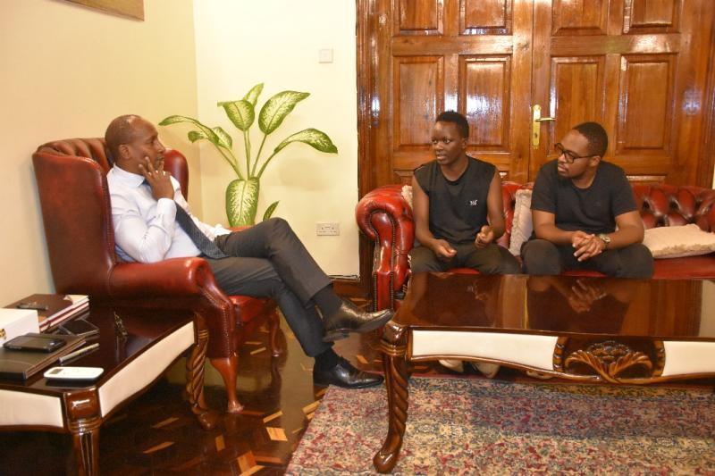 File image of Fredrick Obuya and John Gitahi with Kenyan High Commissioner to Tanzania Isaac Njenga.