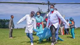 File image of medical personnel at the Eldoret Airstrip