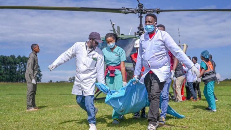 File image of medical personnel at the Eldoret Airstrip