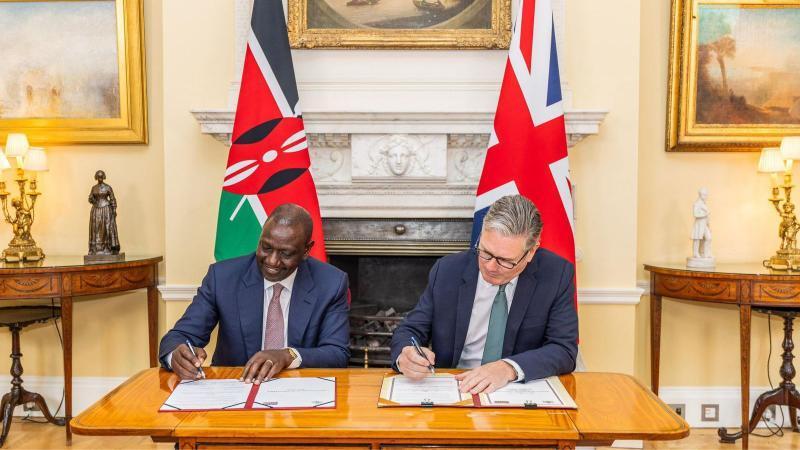 File image of President William Ruto and UK Prime Minister Keir Starmer