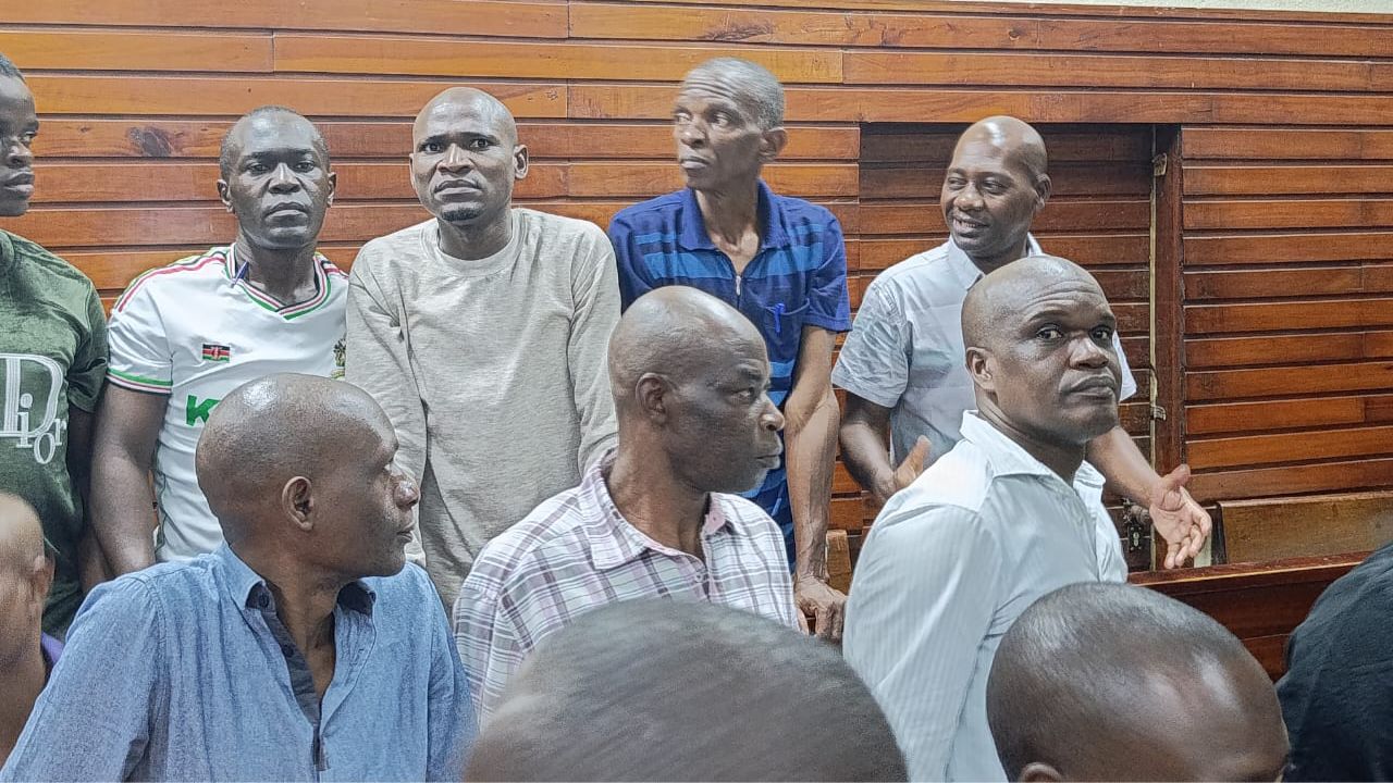 File image of Pastor Paul Mackenzie and his co-accused in court