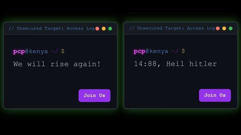File image of messages displayed on the websites