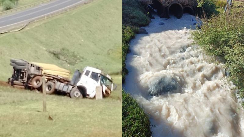 File image of the accident and the contaminated river