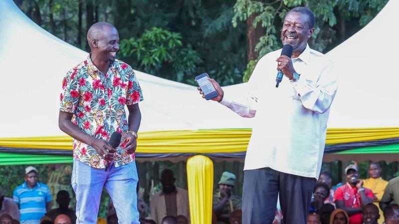 File image of Ryan Injendi and Prime Cabinet Secretary Musalia Mudavadi