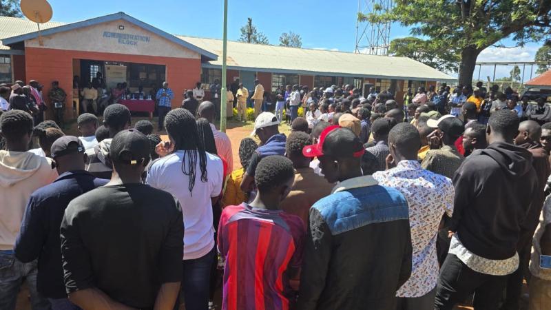 File image of Co-operatives Cabinet Secretary Wycliffe Oparanya addressing NYOTA Project participants in Uasin Gishu County