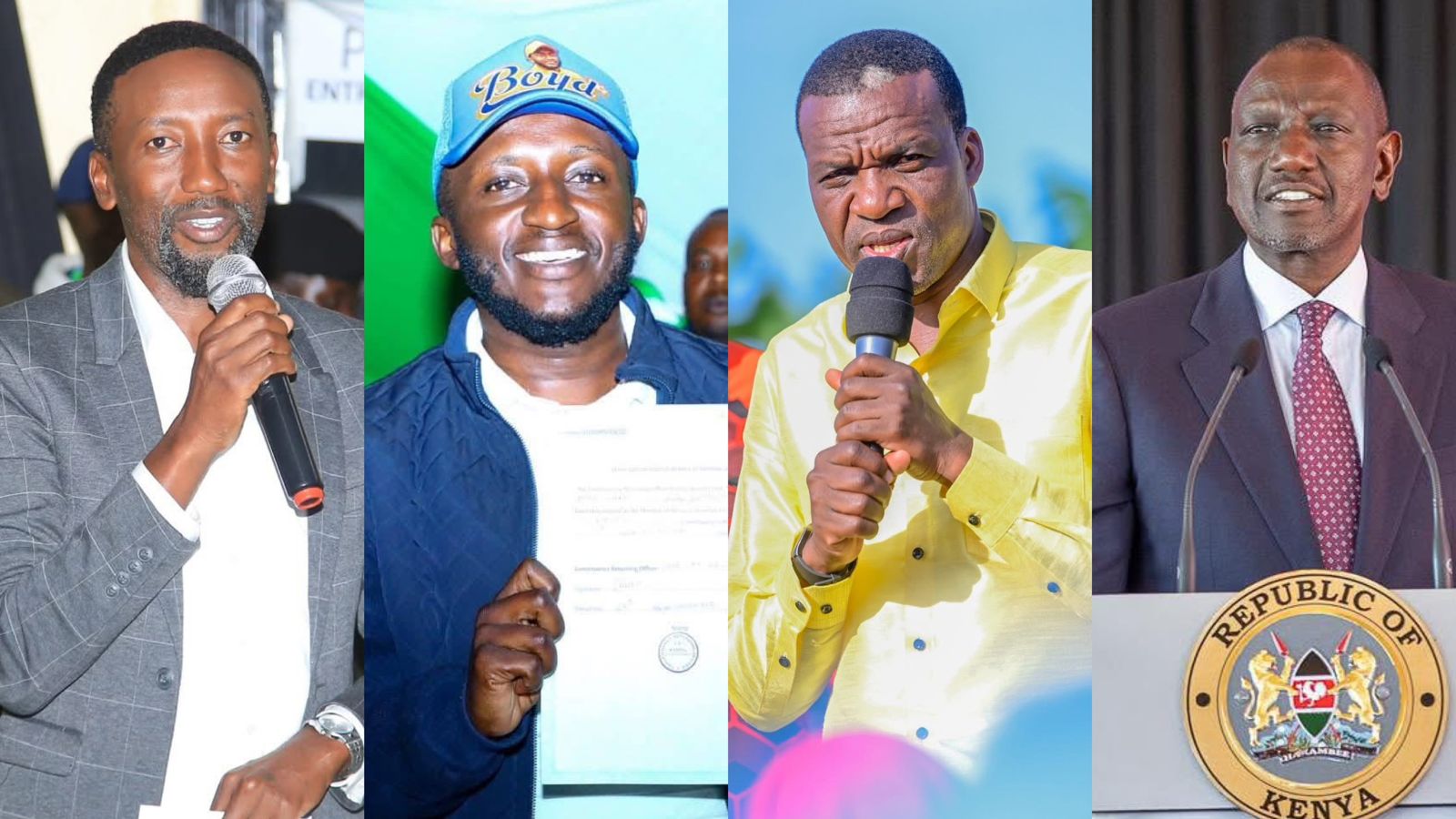 File image MP-elects Leo Wamuthende (Mbeere North), Boyd Were (Kasipul), David Ndakwa (Malava) and President William Ruto