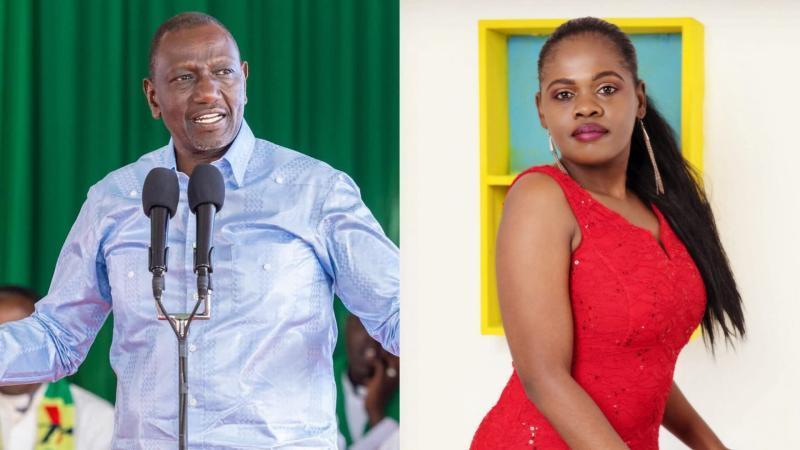 File image of President William Ruto and Betty Bayo