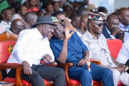 File image of President William Ruto and ODM leader Oburu Oginga.