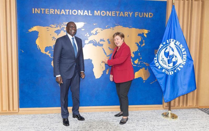 File image of President William Ruto with IMF Managing Director Kristalina Georgieva.