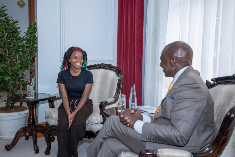 File image of President William Ruto with Truphena Muthoni.
