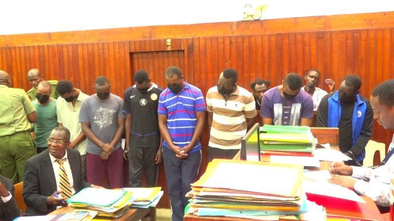 File image of the 7 KDF soldiers arrested over Ksh192 million meth probe.