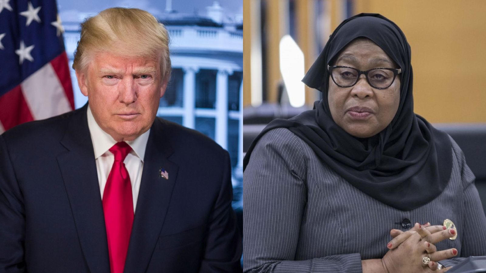 File image of US President Donald Trump and Tanzanian President Samia Suluhu