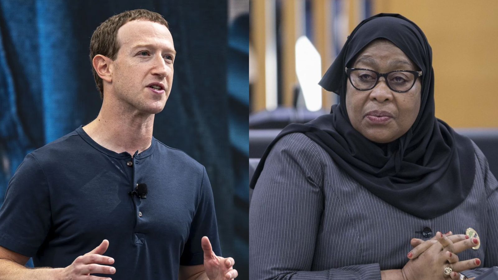 File image of Meta CEO Mark Zuckerberg and Tanzanian President Samia Suluhu