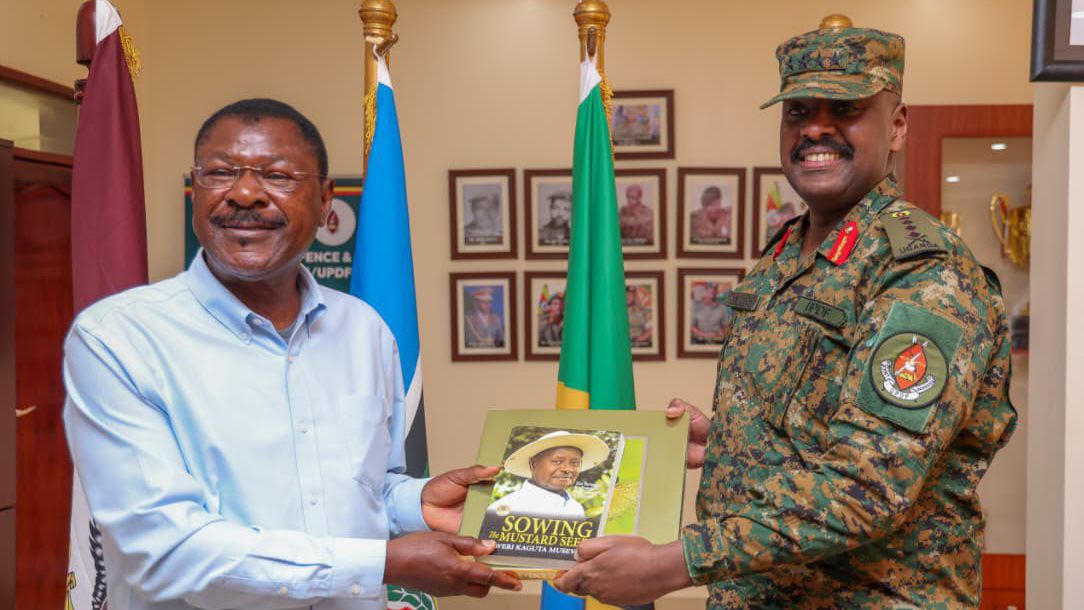 File image of National Assembly Speaker Moses Wetang'ula and General Muhoozi Kainerugaba