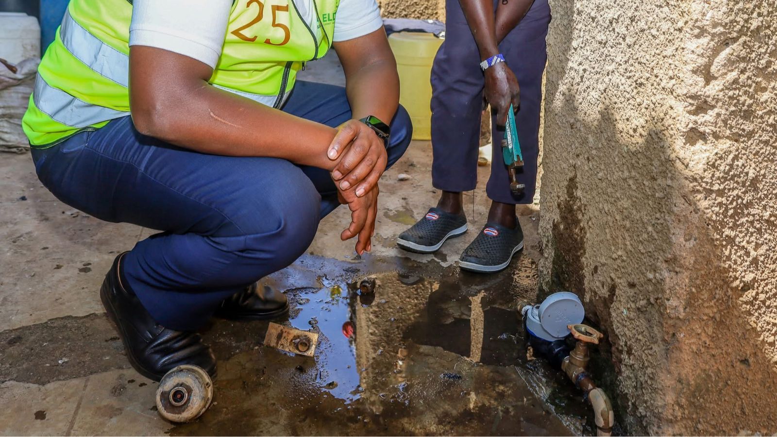 File image of ELDOWAS staff working on a meter
