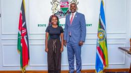 File image of State Department for Environmental & Climate Change Principal Secretary Festus Ng’eno and Truphena Muthoni